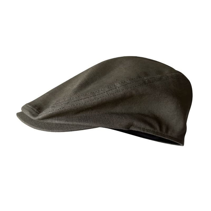 Berretto piatto traspirante verde militare in lino