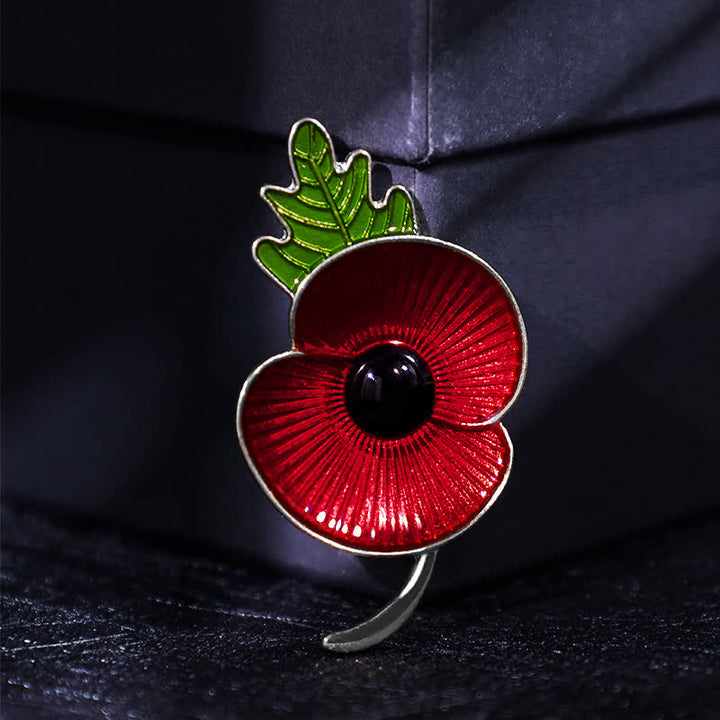 Spilla unisex commemorativa a forma di foglia di papavero rosso