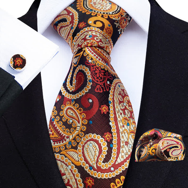 Set di 3 cravatte da uomo con motivo paisley esotiche da palazzo - Arancia - image 2