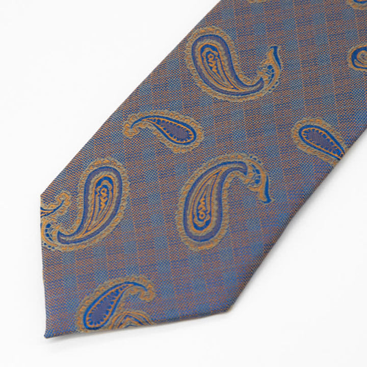 Cravatta da uomo con motivo Paisley blu e oro Kaleidoscope
