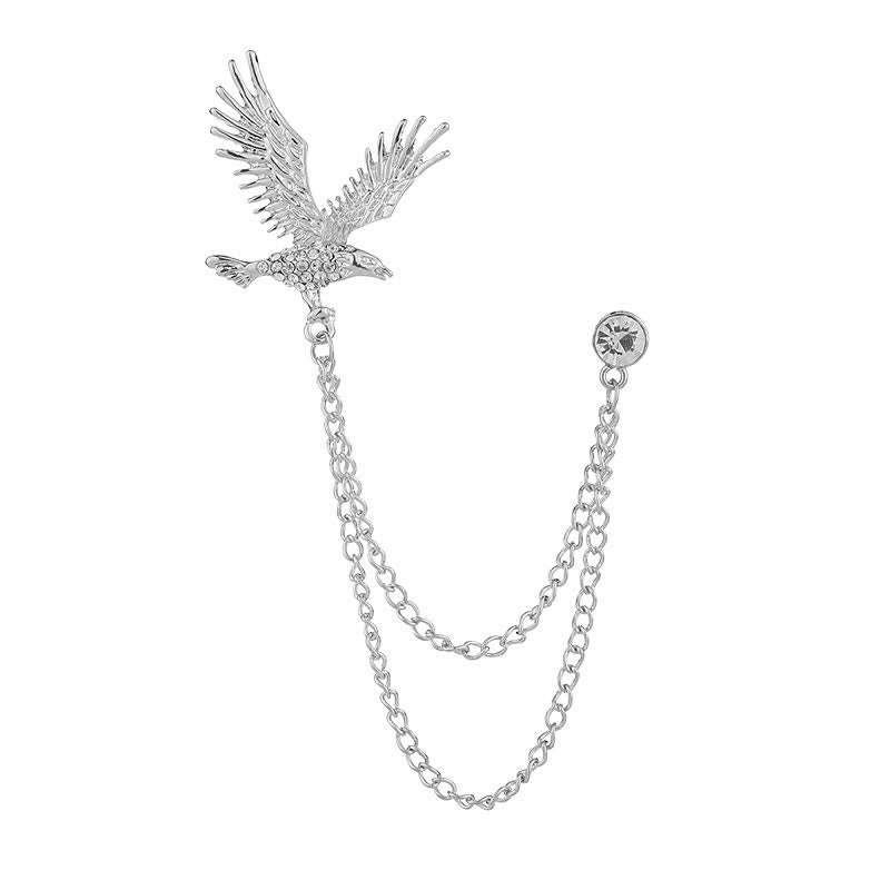 Spilla da uomo con aquila in volo e strass