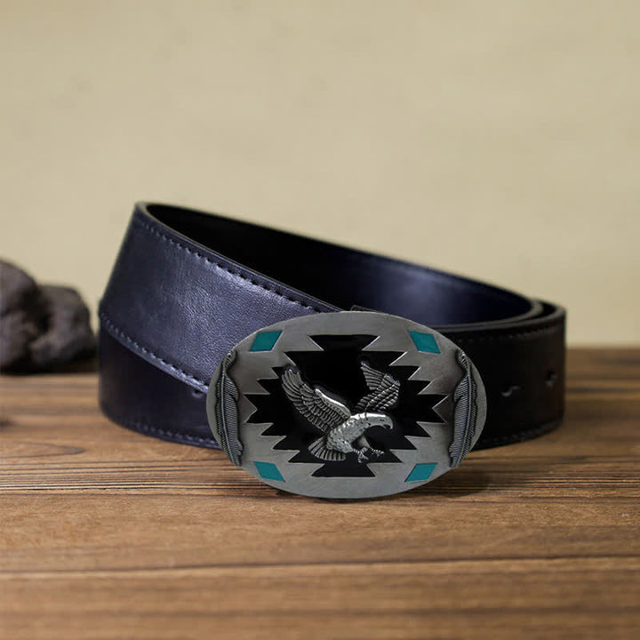 Cintura in pelle fai da te con fibbia Western Flying Eagle da uomo
