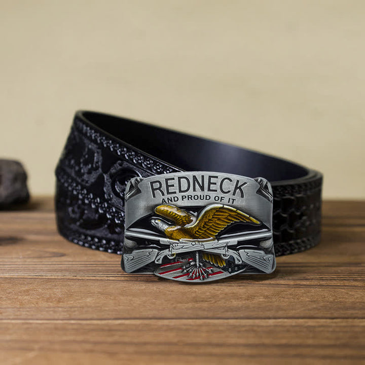 Cintura in pelle con fibbia aquila smaltata Redneck fai da te da uomo
