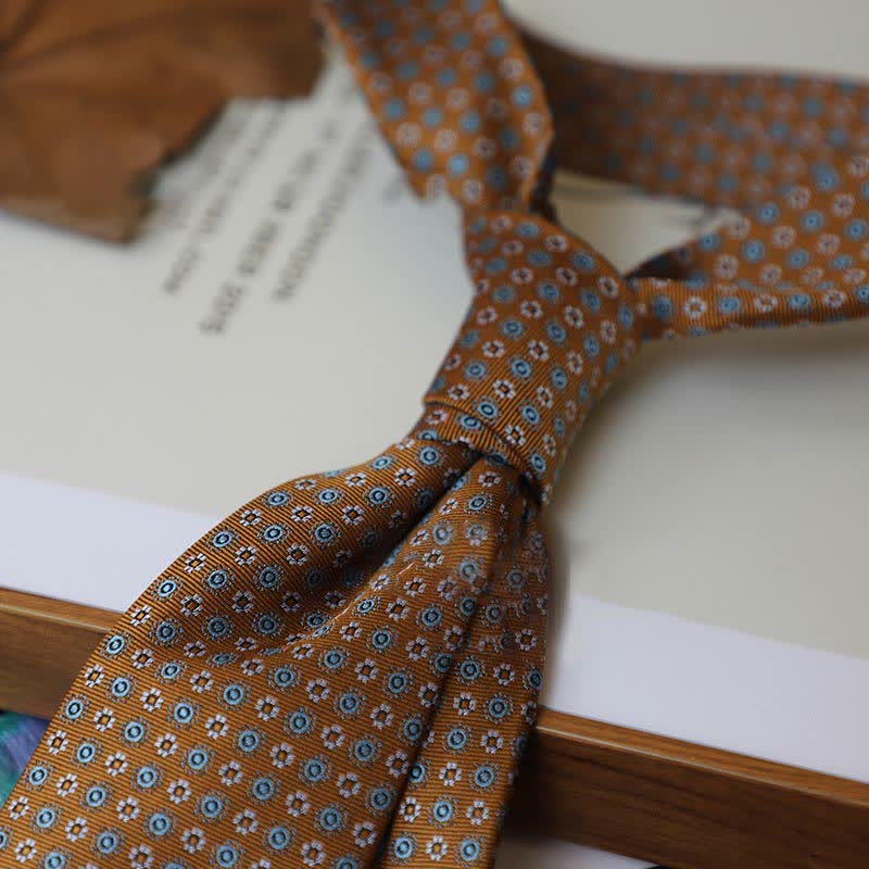Cravatta da uomo con motivo Paisley a righe della serie Coffee Colors
