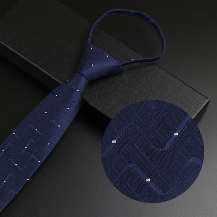 Cravatta formale con cerniera blu navy da uomo - Puntini - image 3