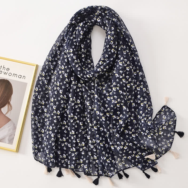 Sciarpa sottile con nappe floreali a farfalla da donna