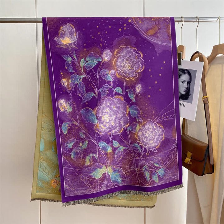 Sciarpa ispessita con pittura a olio di scena magnifica da donna - Rosa viola - image 30