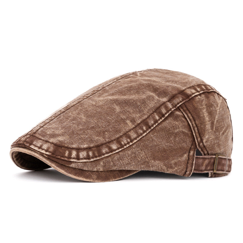 Berretto in puro cotone lavato in stile britannico primaverile ed estivo - Caffè - Regolabile (22"-24") - image 12