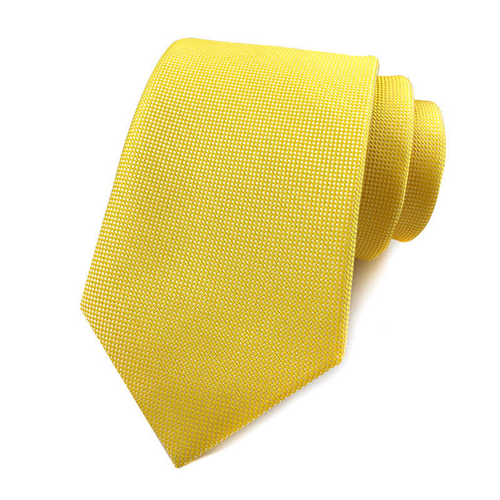 Cravatta sottile semplice da uomo in tinta unita - Giallo - image 14