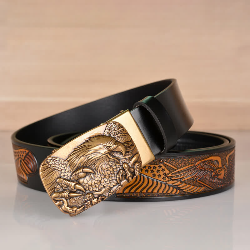 Cintura in pelle con chiusura automatica Mighty Eagle Sharp Claw da uomo