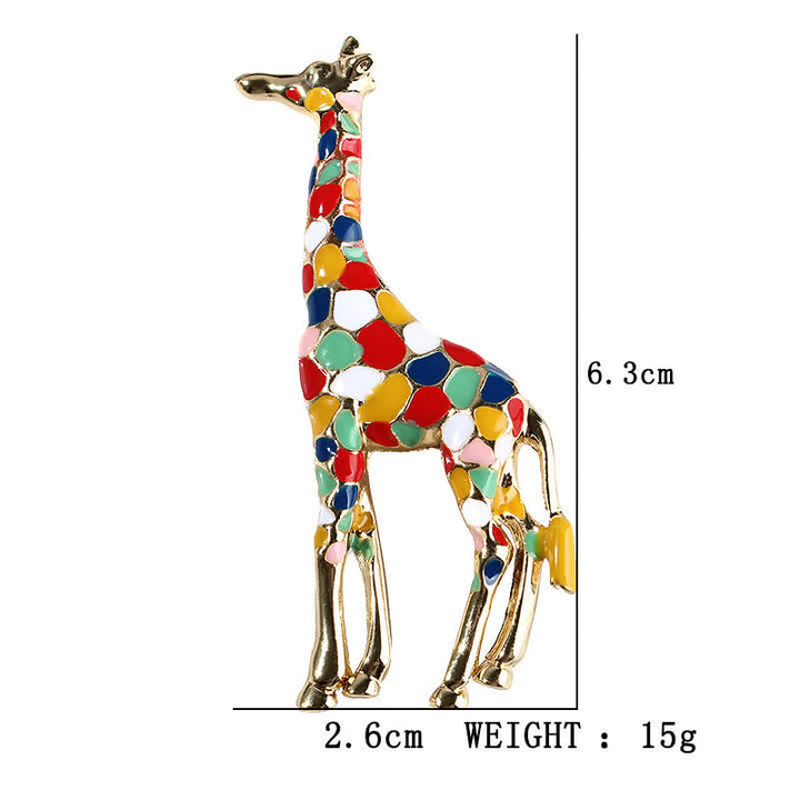Spilla da donna a forma di giraffa in smalto lucido con motivo a cartoni animati