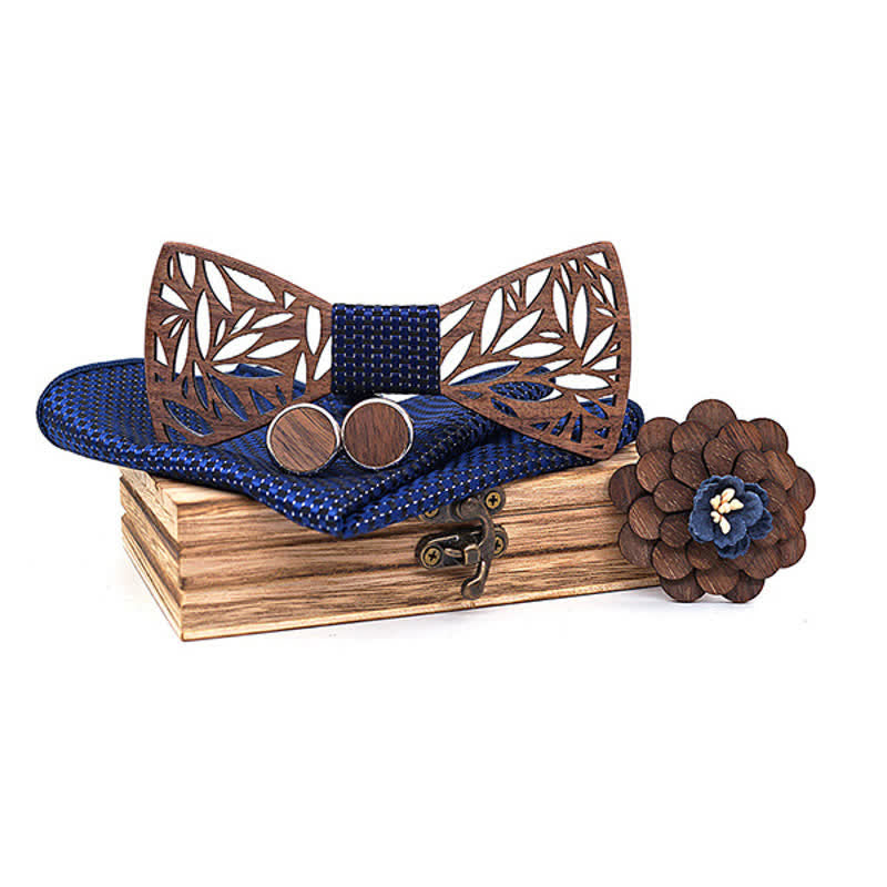 Set di 4 papillon in legno a forma di foglia cava da uomo - Marina Militare - image 0