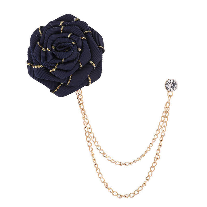 Spilla a catena con rose floreali da uomo - Blu scuro - image 10