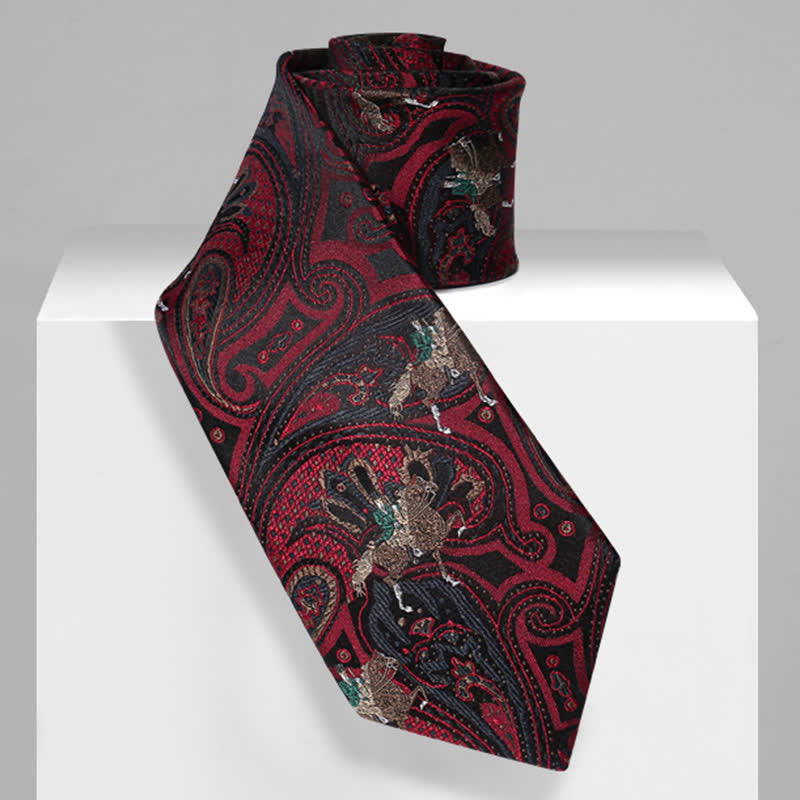 Cravatta da uomo bordeaux con motivo Paisley da equitazione - image 4