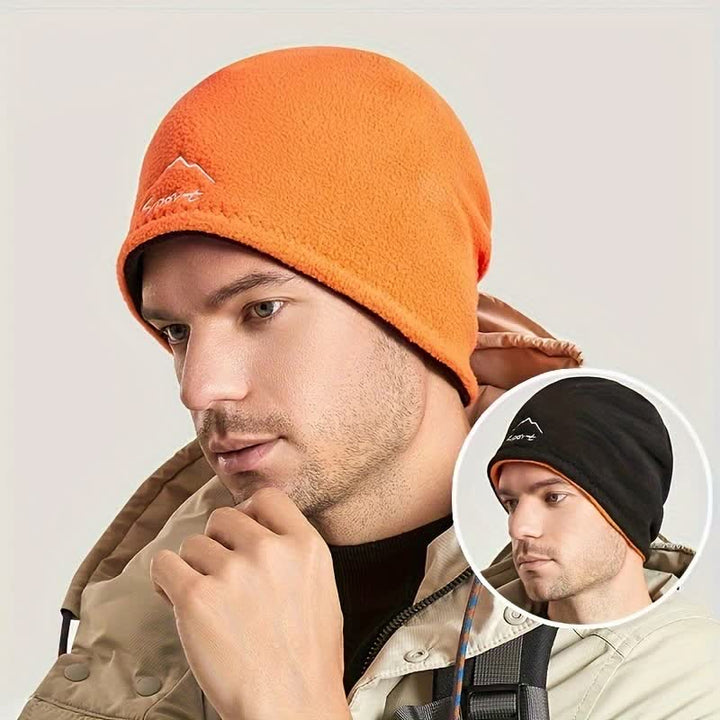 Cappello caldo reversibile in pile polare antivento