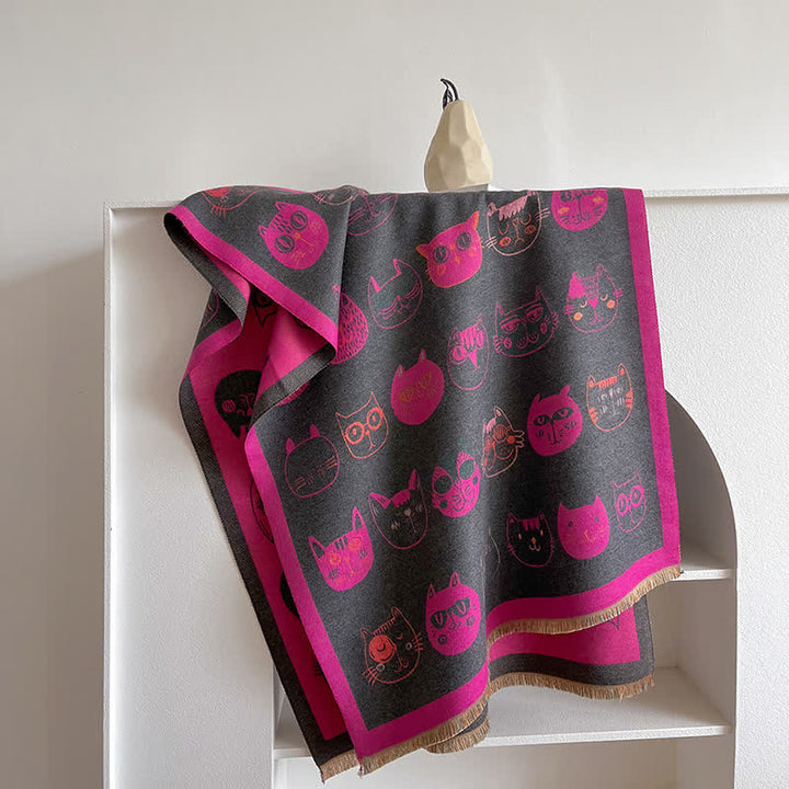 Sciarpa spessa elegante con gatto dei cartoni animati da donna