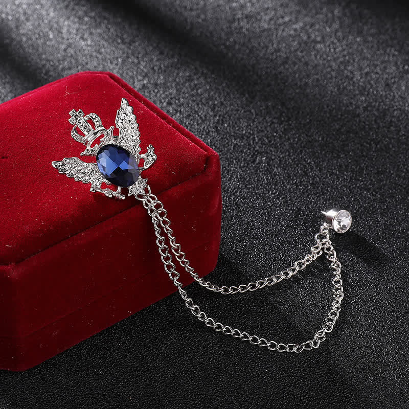 Spilla a catena con corona di re aquila da uomo