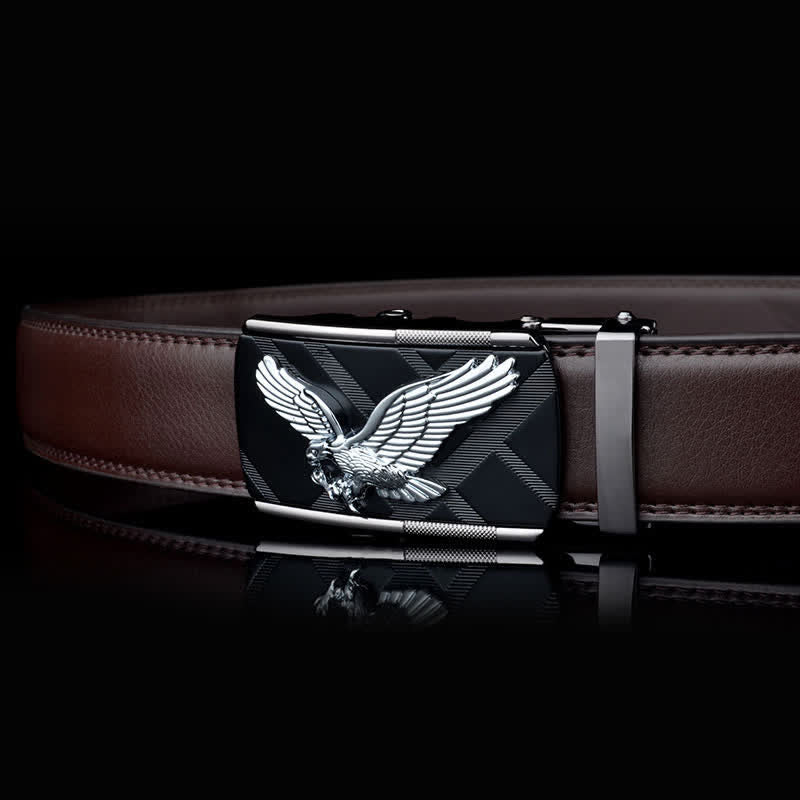 Cintura in pelle con fibbia automatica Animal Eagle da uomo