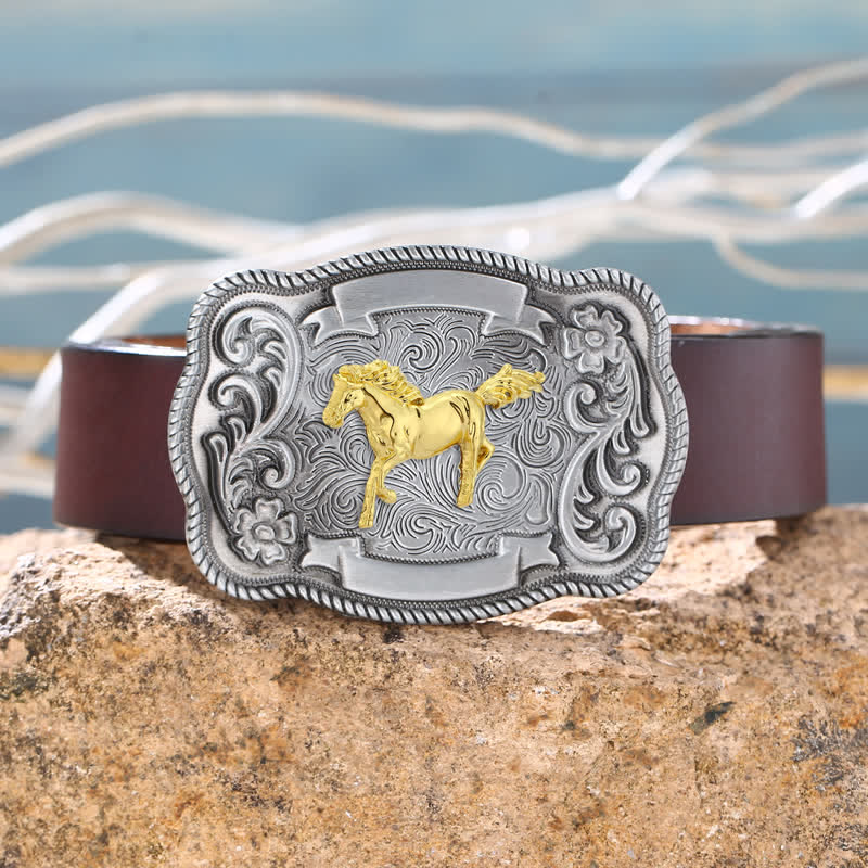 Cintura in pelle con fibbia a forma di animale intagliata in oro fai da te da uomo - image 1