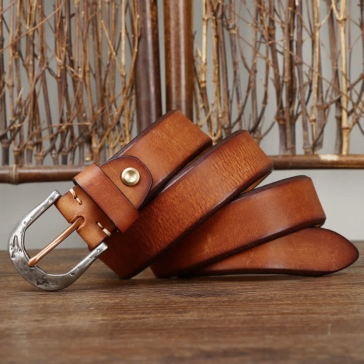 Cintura in pelle con fibbia intagliata vintage classica da uomo
