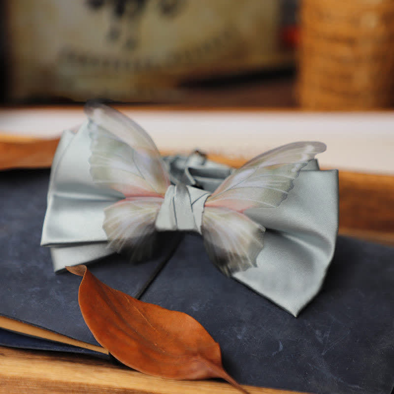 Set da taschino con papillon e fazzoletto da taschino a farfalla in organza vintage da uomo