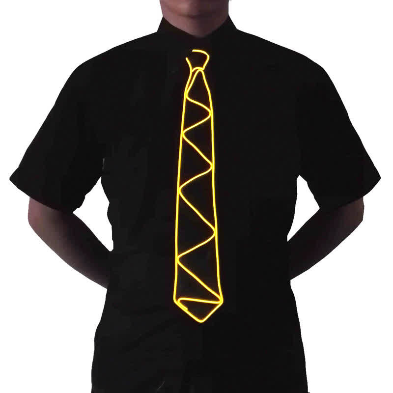 Cravatta luminosa con striscia LED al neon - Giallo - image 3