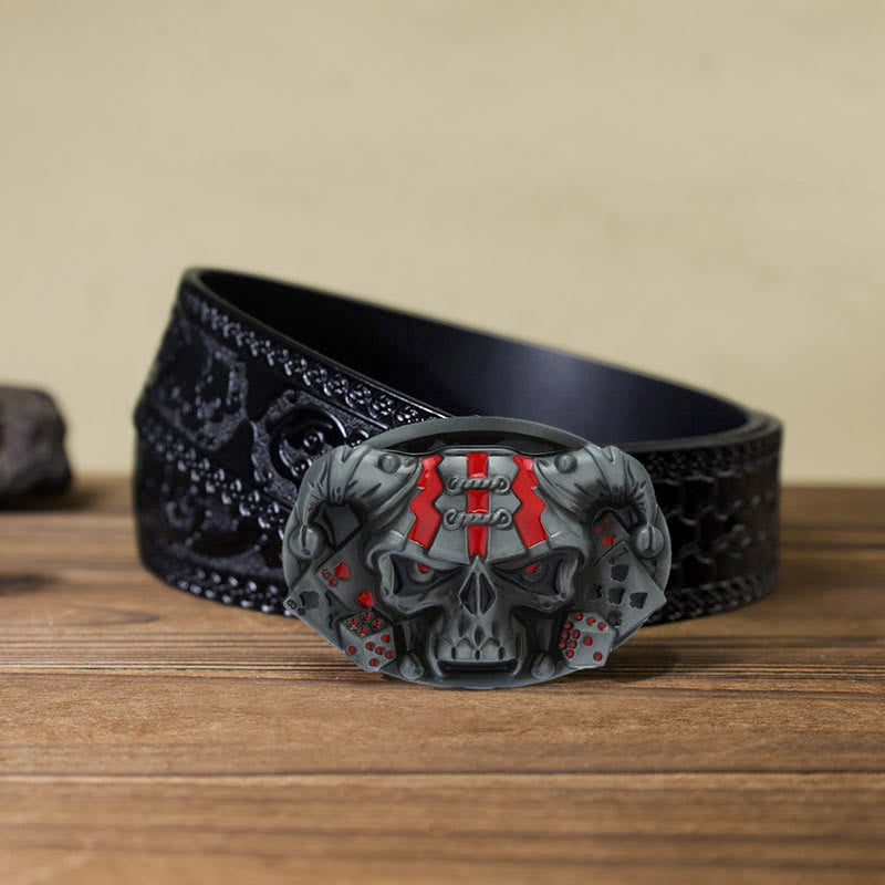 Cintura in pelle con fibbia Joker Clown Skull fai da te da uomo
