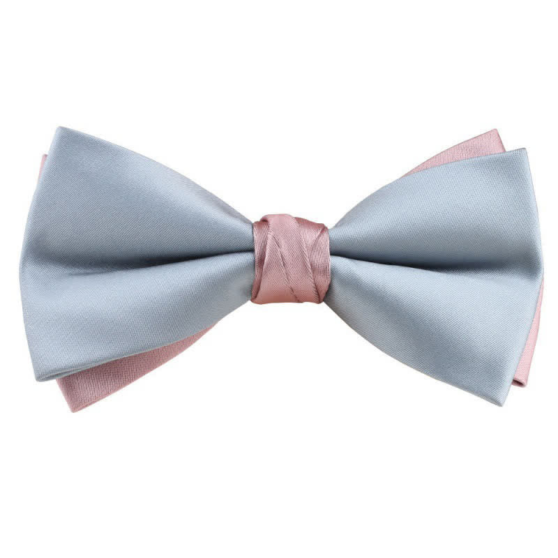 Papillon asimmetrico bicolore da uomo - Azzurro pallido e rosa - image 4