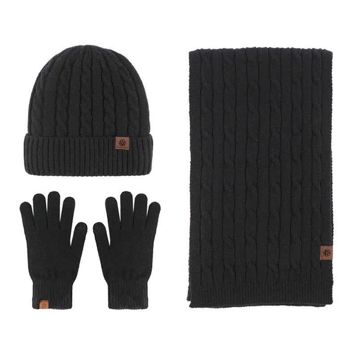 Set di 3 pezzi unisex di caldo cappello sciarpa guanti
