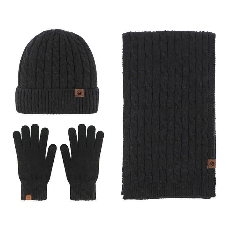 Set di 3 pezzi unisex di caldo cappello sciarpa guanti - Nero - Regolabile (21 1/4"-22 7/8") - image 15