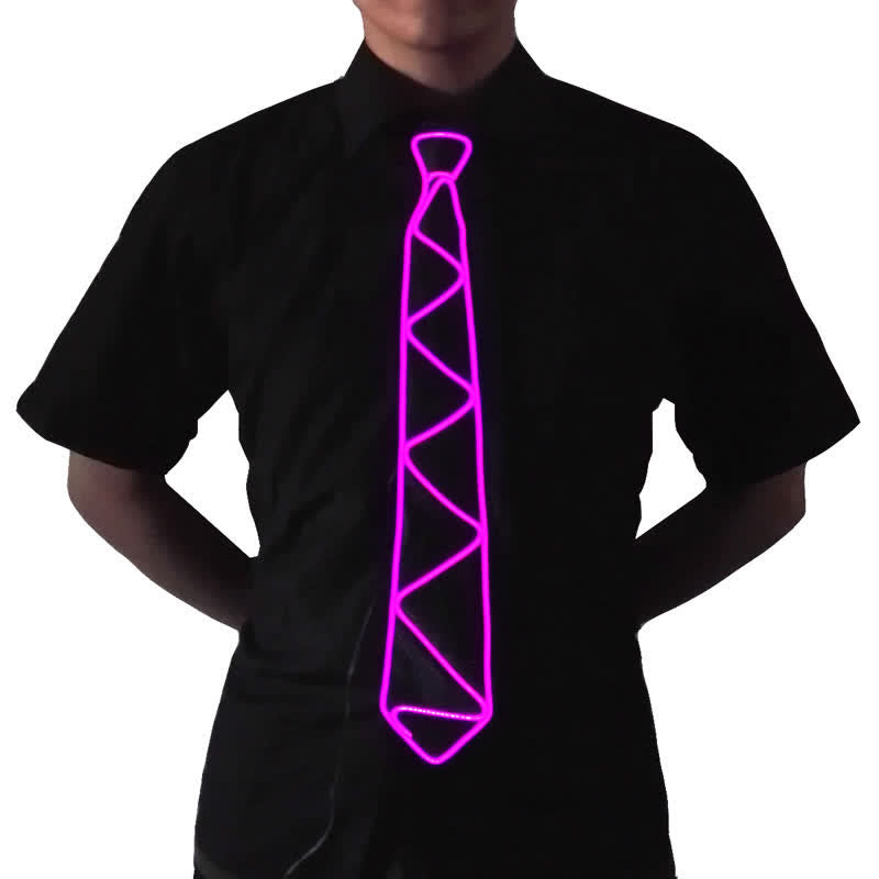 Cravatta luminosa con striscia LED al neon - Rosa - image 9