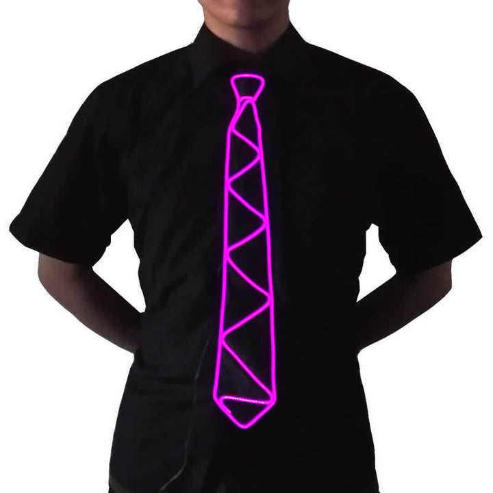 Cravatta luminosa con striscia LED al neon - Rosa - image 9