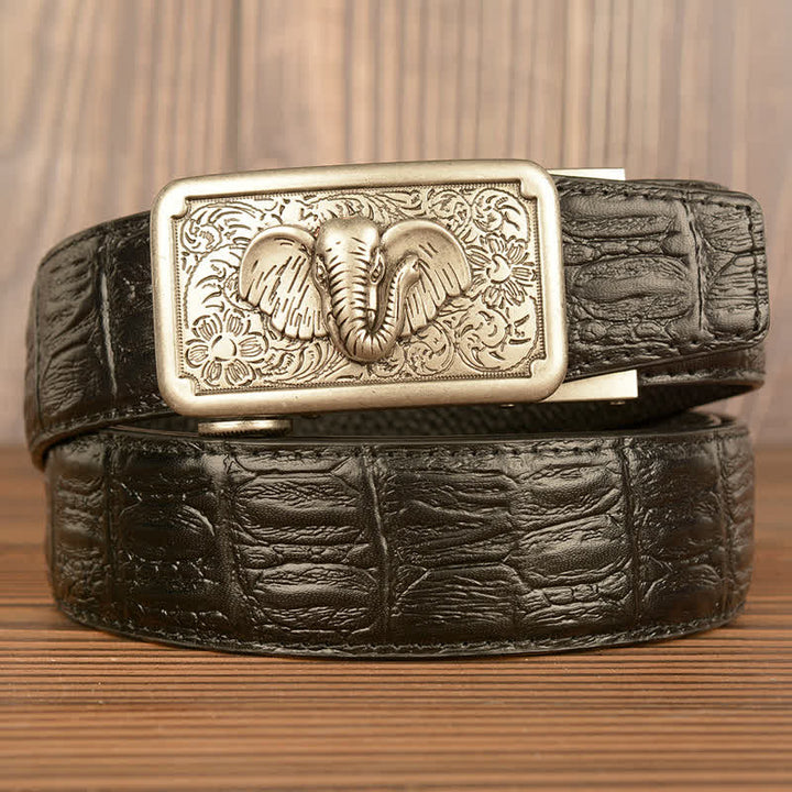 Cintura da uomo in pelle con motivo punk elefante coccodrillo - Argento e nero - Pelle di alligatore - 44 - image 19