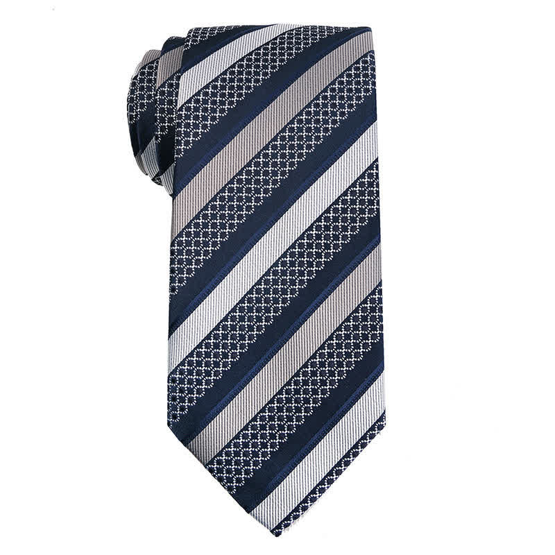 Cravatta elegante a righe da uomo - Blu e grigio - image 7