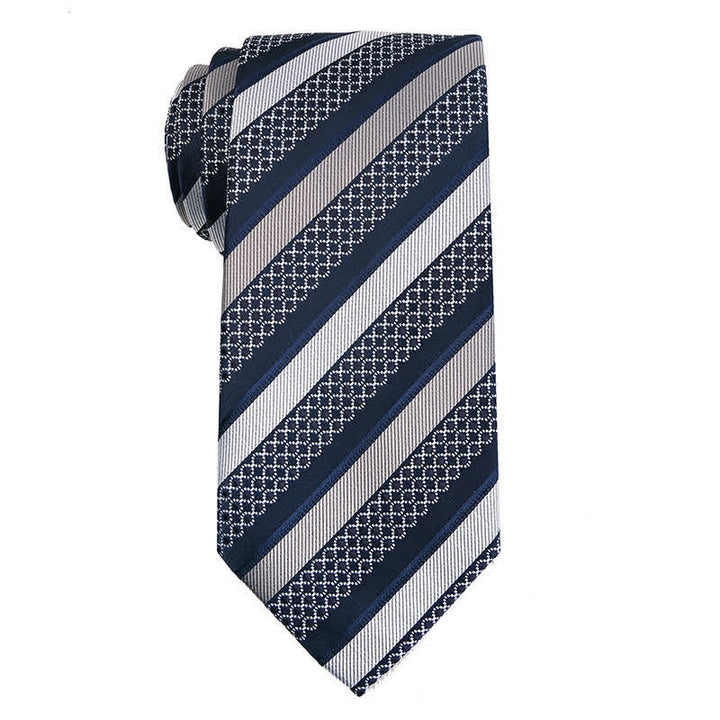 Cravatta elegante a righe da uomo - Blu e grigio - image 7