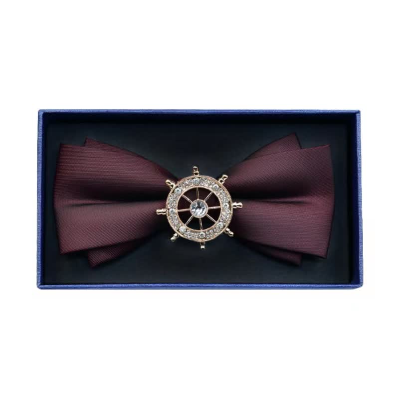 Papillon da uomo in metallo opaco con strass - Timone - Borgogna - image 3