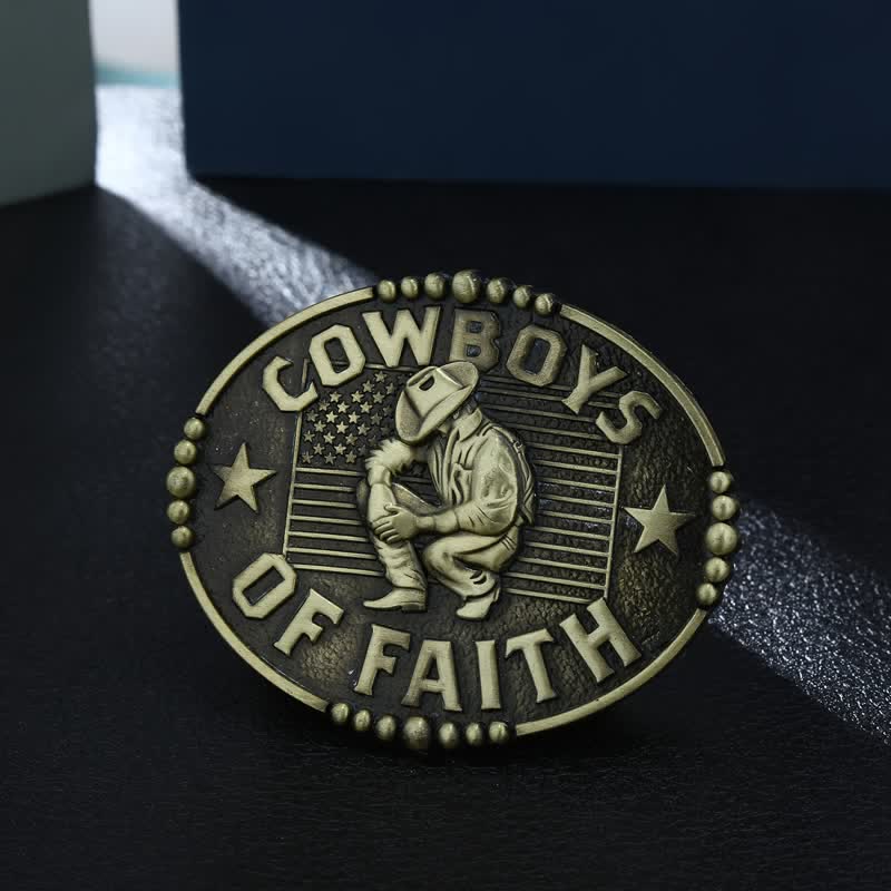 Cintura in pelle con fibbia "Cowboys Of Faith" fai da te da uomo - Oro antico - Senza cintura - image 0