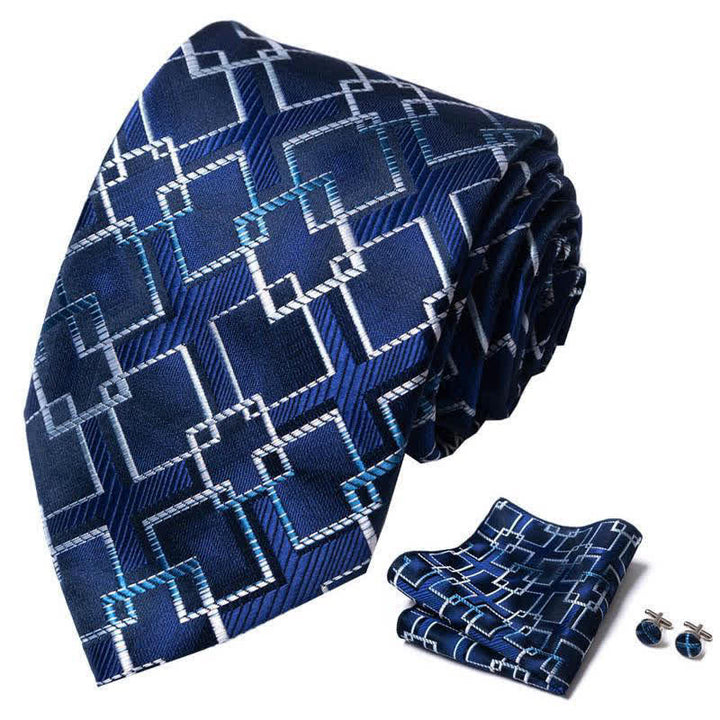 Set di 3 cravatte da uomo blu e bianche Crisp Cool 