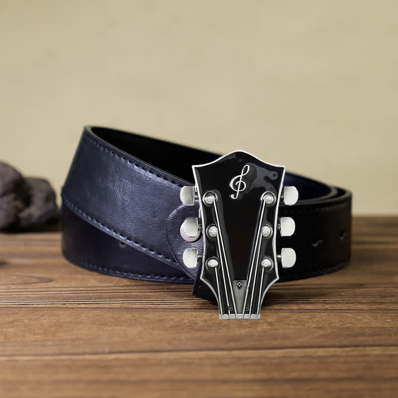 Cintura in pelle con fibbia per paletta di chitarra musicale fai da te da uomo