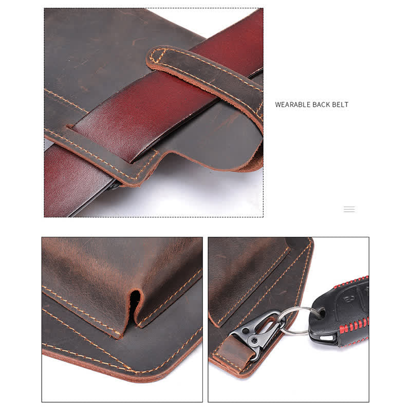 Borsa a tracolla in pelle Crazy Horse minimalista per telefono - image 9
