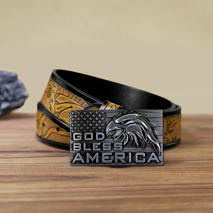 Cintura in pelle fai da te con fibbia God Bless America Eagle da uomo