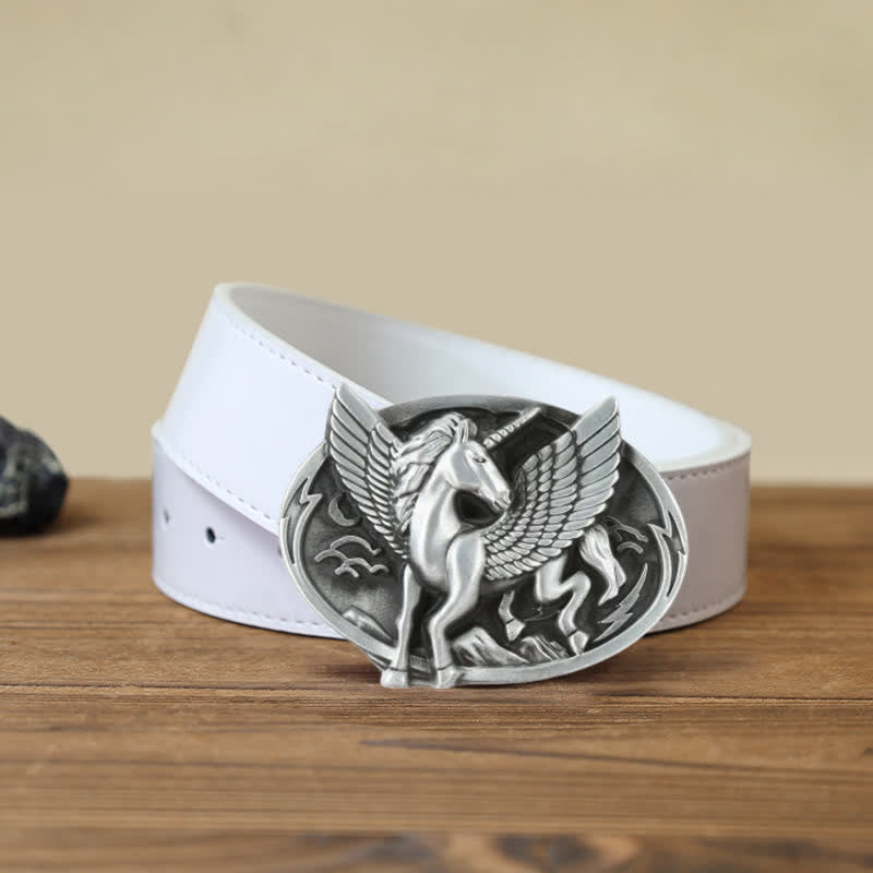 Cintura in pelle con fibbia unicorno argento antico fai da te da uomo