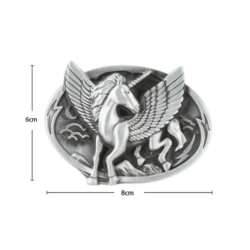 Cintura in pelle con fibbia unicorno argento antico fai da te da uomo