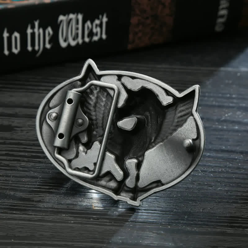 Cintura in pelle con fibbia unicorno argento antico fai da te da uomo - image 1