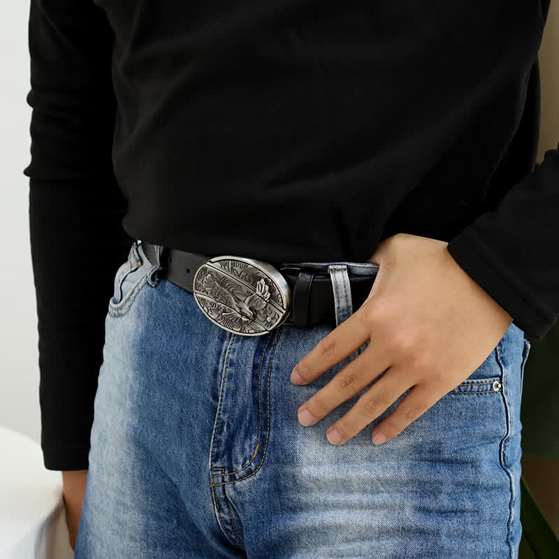 Cintura in pelle Soaring Eagle da uomo con coltello pieghevole
