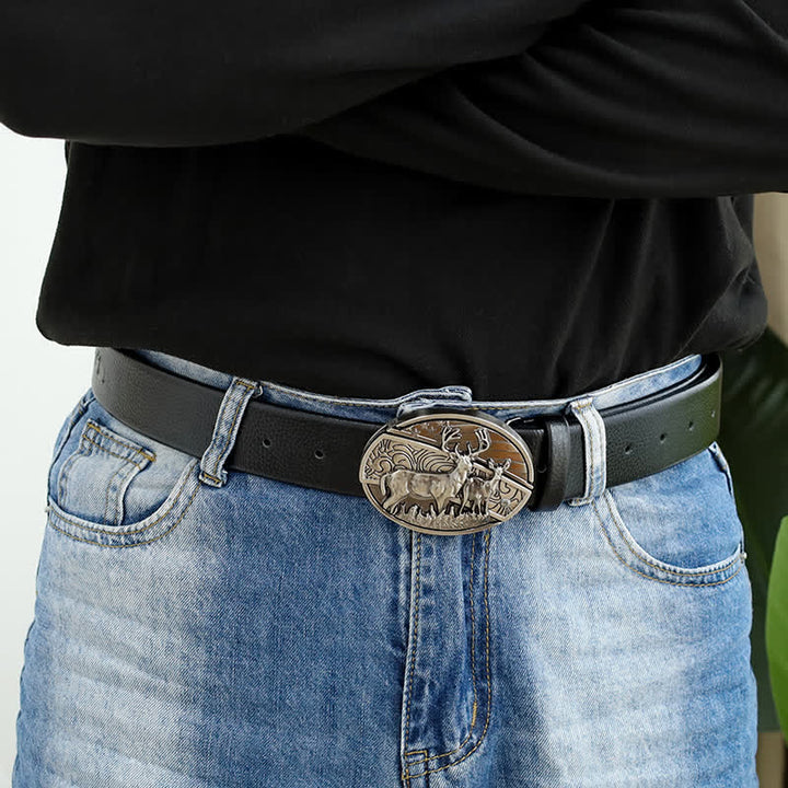 Cintura in pelle con coltello pieghevole nascosto a forma di bandiera di cervo fai da te da uomo
