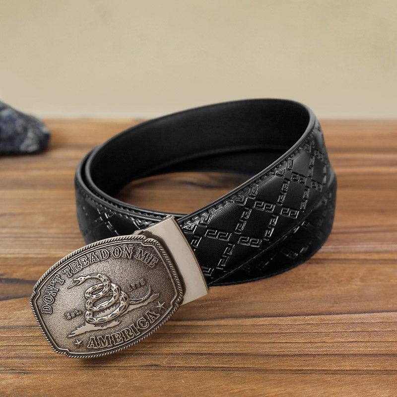 Cintura in pelle con fibbia automatica "Fai da te Snake Attitude" da uomo - Argento antico - Cintura modello diamante nero (40) - image 10