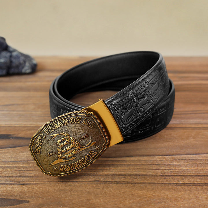 Cintura in pelle con fibbia automatica "Fai da te Snake Attitude" da uomo - Bronzo antico - Cintura con motivo serpente nero (40) - image 4