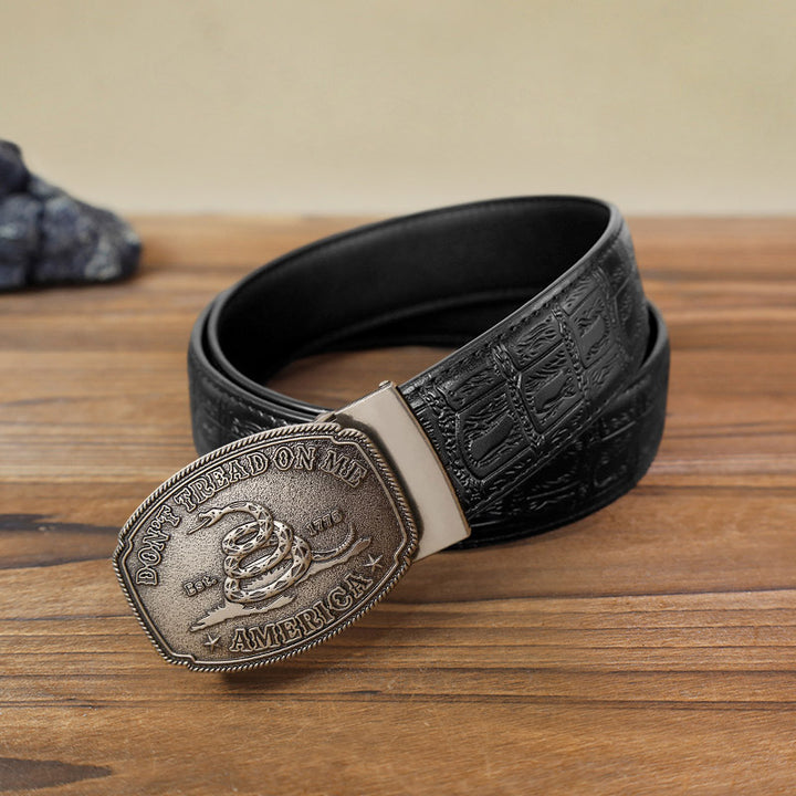 Cintura in pelle con fibbia automatica "Fai da te Snake Attitude" da uomo - Argento antico - Cintura con motivo serpente nero (40) - image 11
