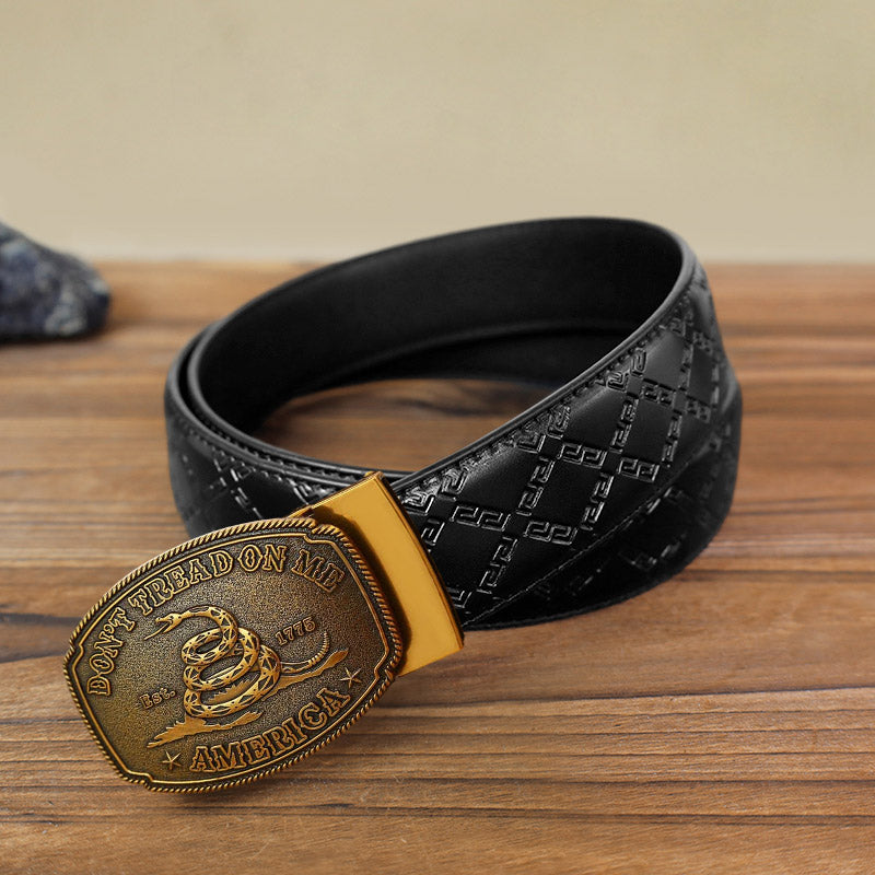 Cintura in pelle con fibbia automatica "Fai da te Snake Attitude" da uomo - Bronzo antico - Cintura modello diamante nero (40) - image 3